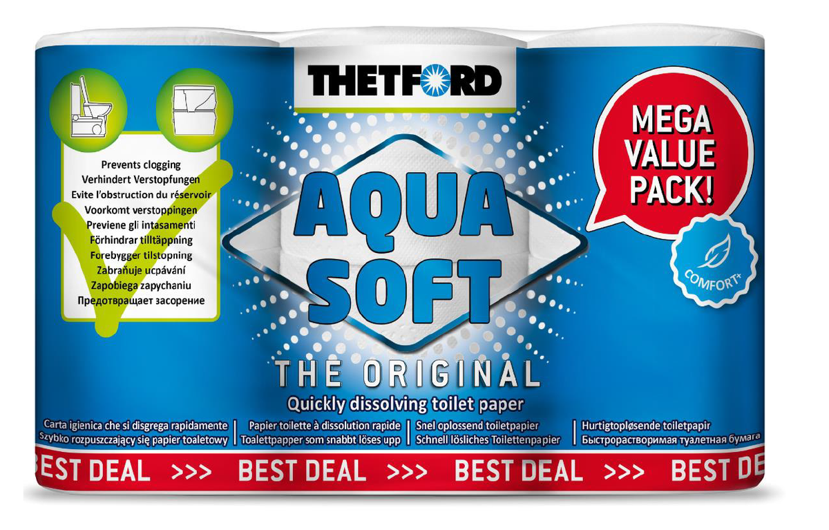 Thetford Aqua Soft 6-pack 2-ply RV-safe toilet tissue