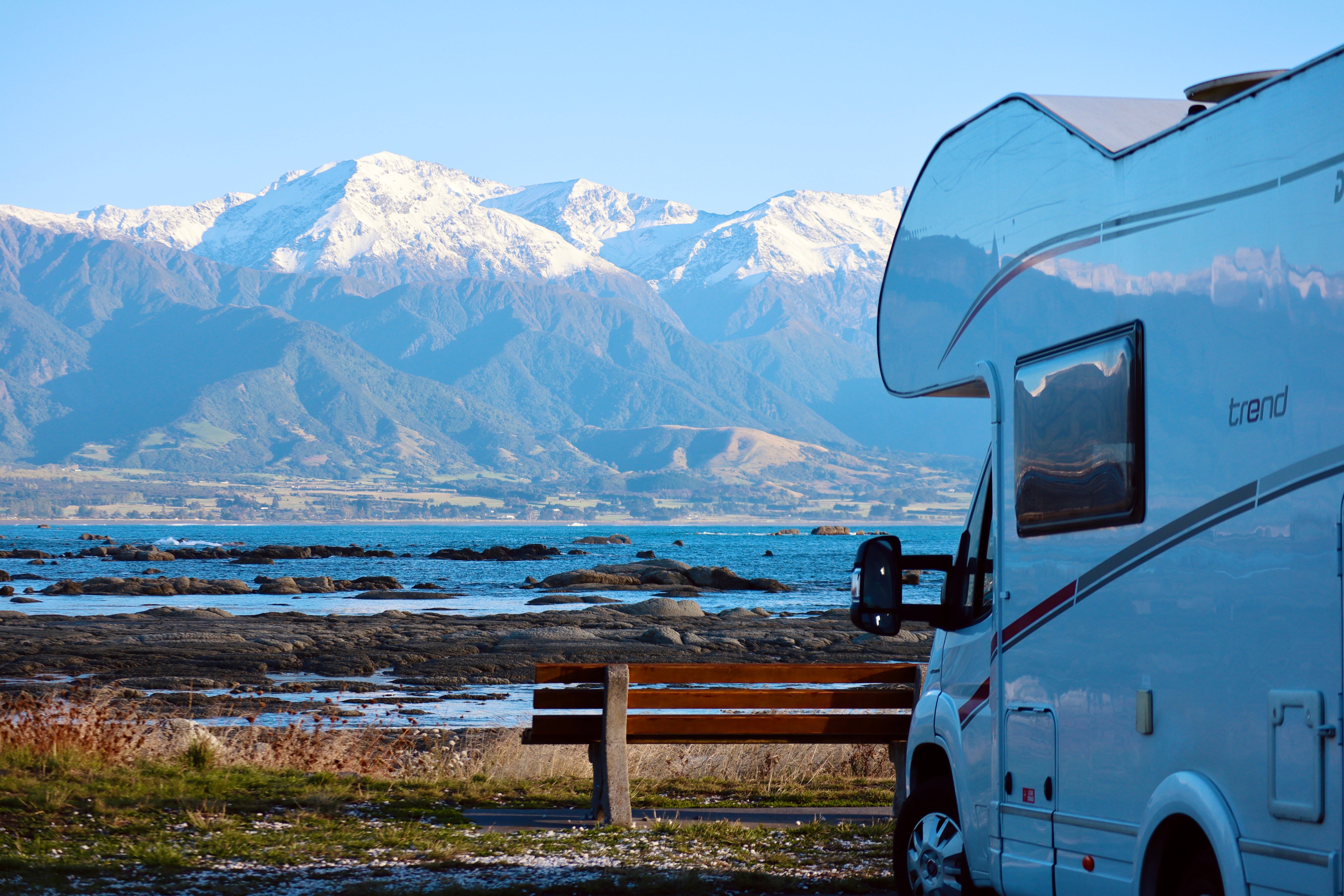 Motorhome on the New Zealand coast