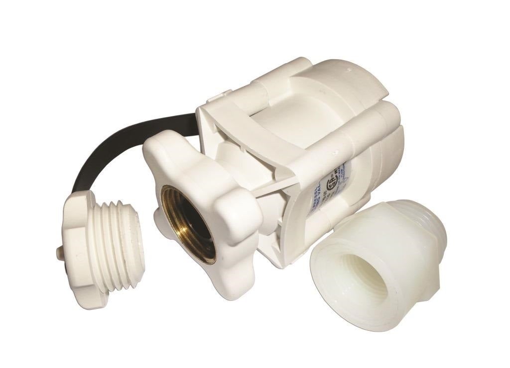 Shurflo in-line water pressure regulator for RV plumbing, white