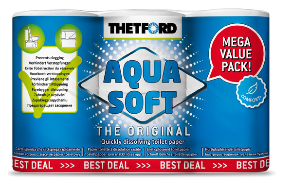 Thetford Aqua Soft 6-pack 2-ply RV-safe toilet tissue